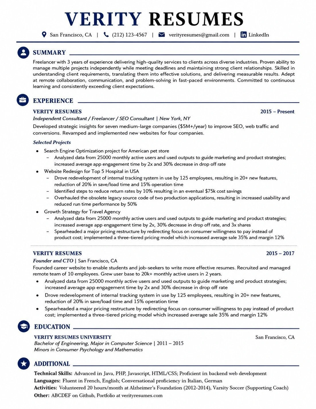 Clean Professional resume sample