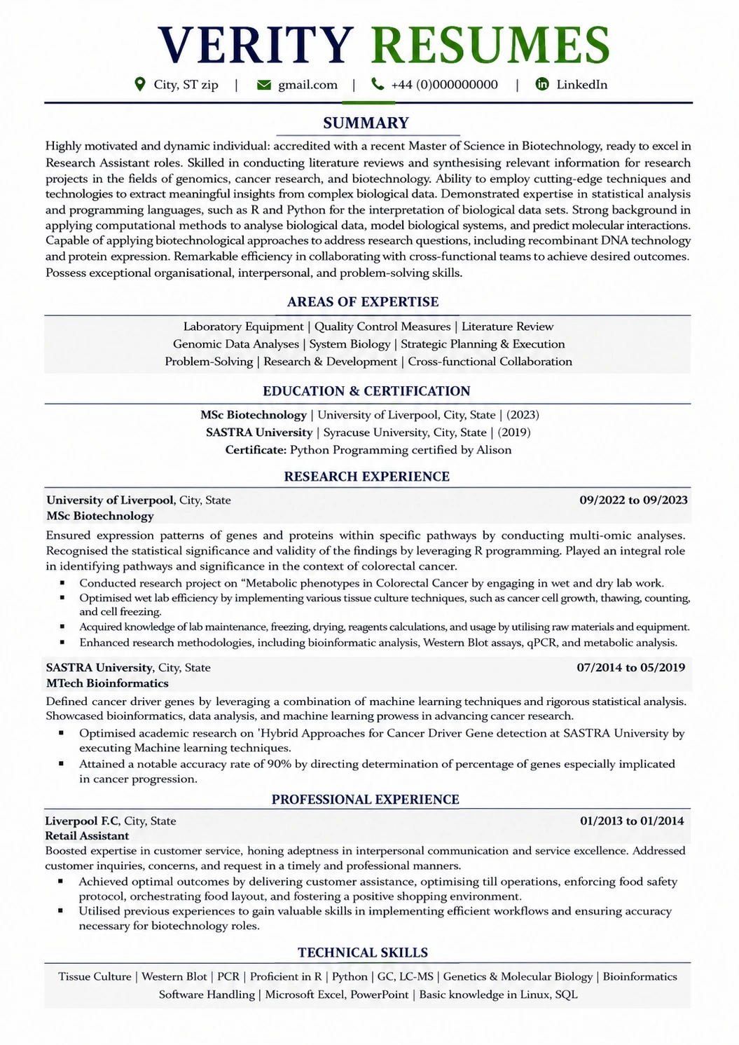 ATS Focused resume sample